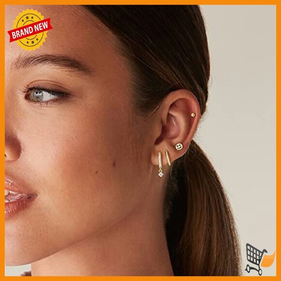 14K Gold Plated Huggie Ear Cuff Hoops 12mm Dainty Minimalist - Picture 5 of 8